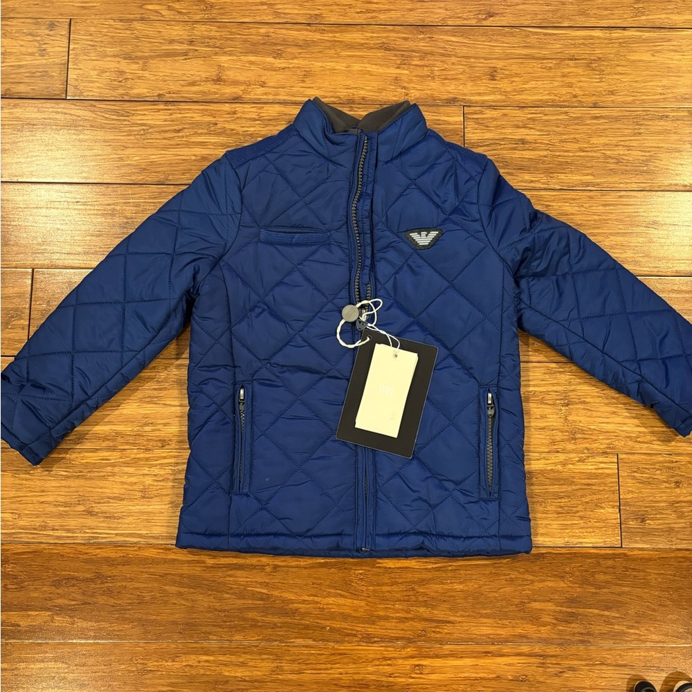 BNWT Designer Armani Blue Quilted Jacket with Logo